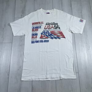 Vintage World Cup USA Soccer 1994 World Cup T Shirt Large Made in USA 1991 White